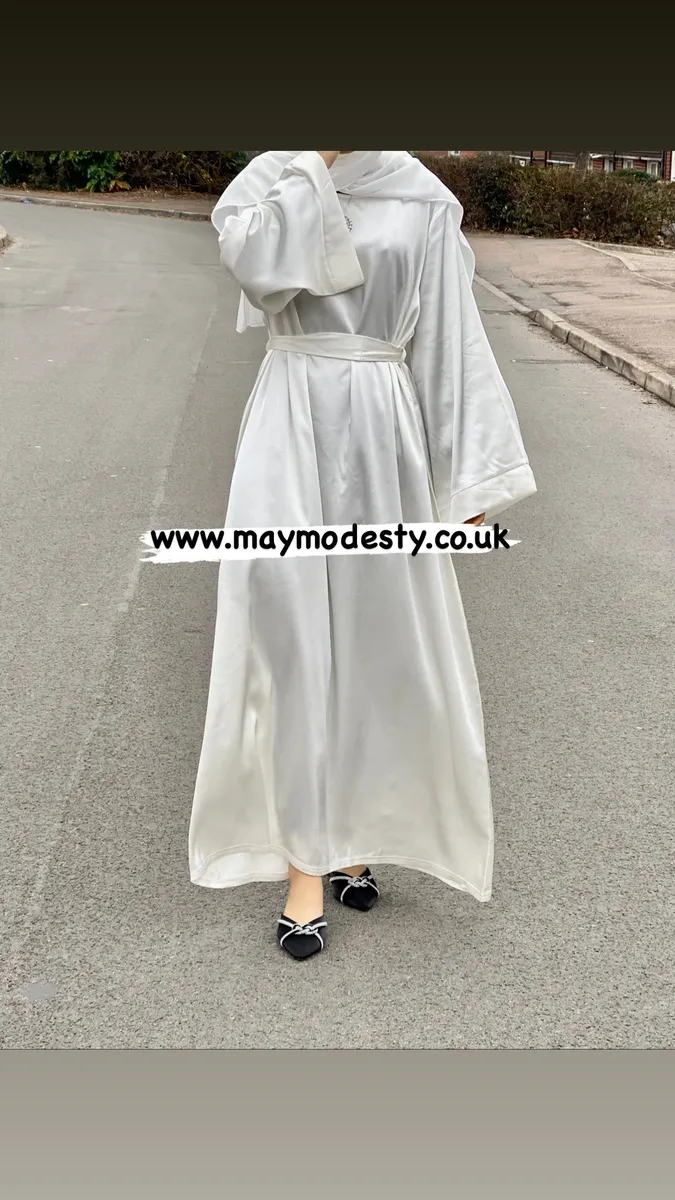 Satin Abaya With Flare Sleeves