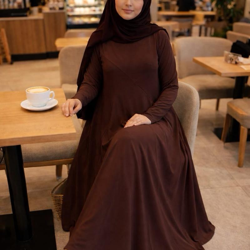 Our gorgeous soft jersey flowy umbrella abaya with pockets in all beautiful colours size(50–58).