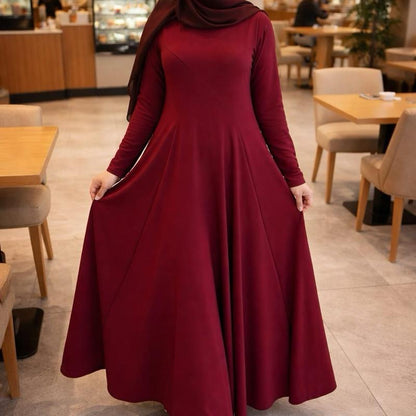 Our gorgeous soft jersey flowy umbrella abaya with pockets in all beautiful colours size(50–58).