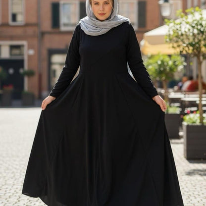 Our gorgeous soft jersey flowy umbrella abaya with pockets in all beautiful colours size(50–58).