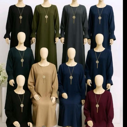 {MAY MODESTY} Gorgeous maxi/Abaya with pockets and shearing sleeves in soft crepe fabric size (S,M,L) available womenswear’
