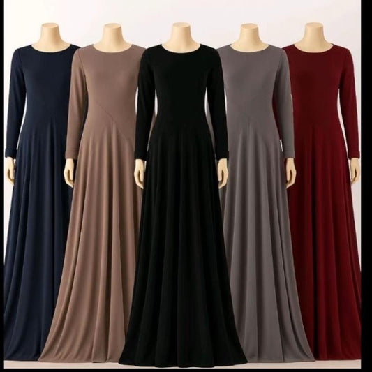 Our gorgeous soft jersey flowy umbrella abaya with pockets in all beautiful colours size(50–58).