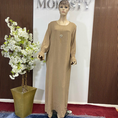 {MAY MODESTY} Gorgeous maxi/Abaya with pockets and shearing sleeves in soft crepe fabric size (S,M,L) available womenswear’