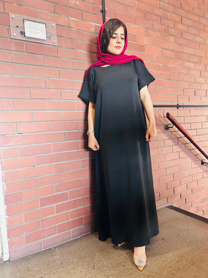 MAY MODESTY) high qualight slil dress for any open abaya size(50---58)