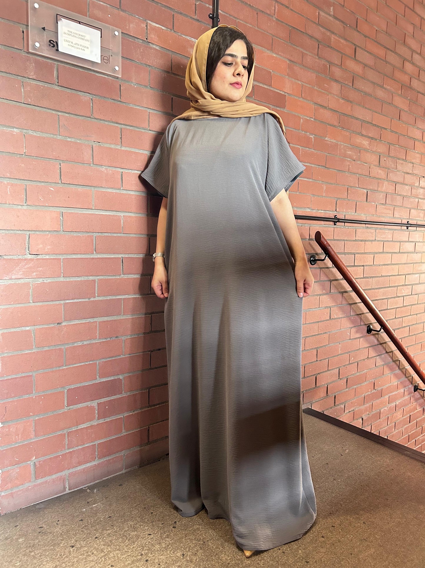 MAY MODESTY) high qualight slil dress for any open abaya size(50---58)