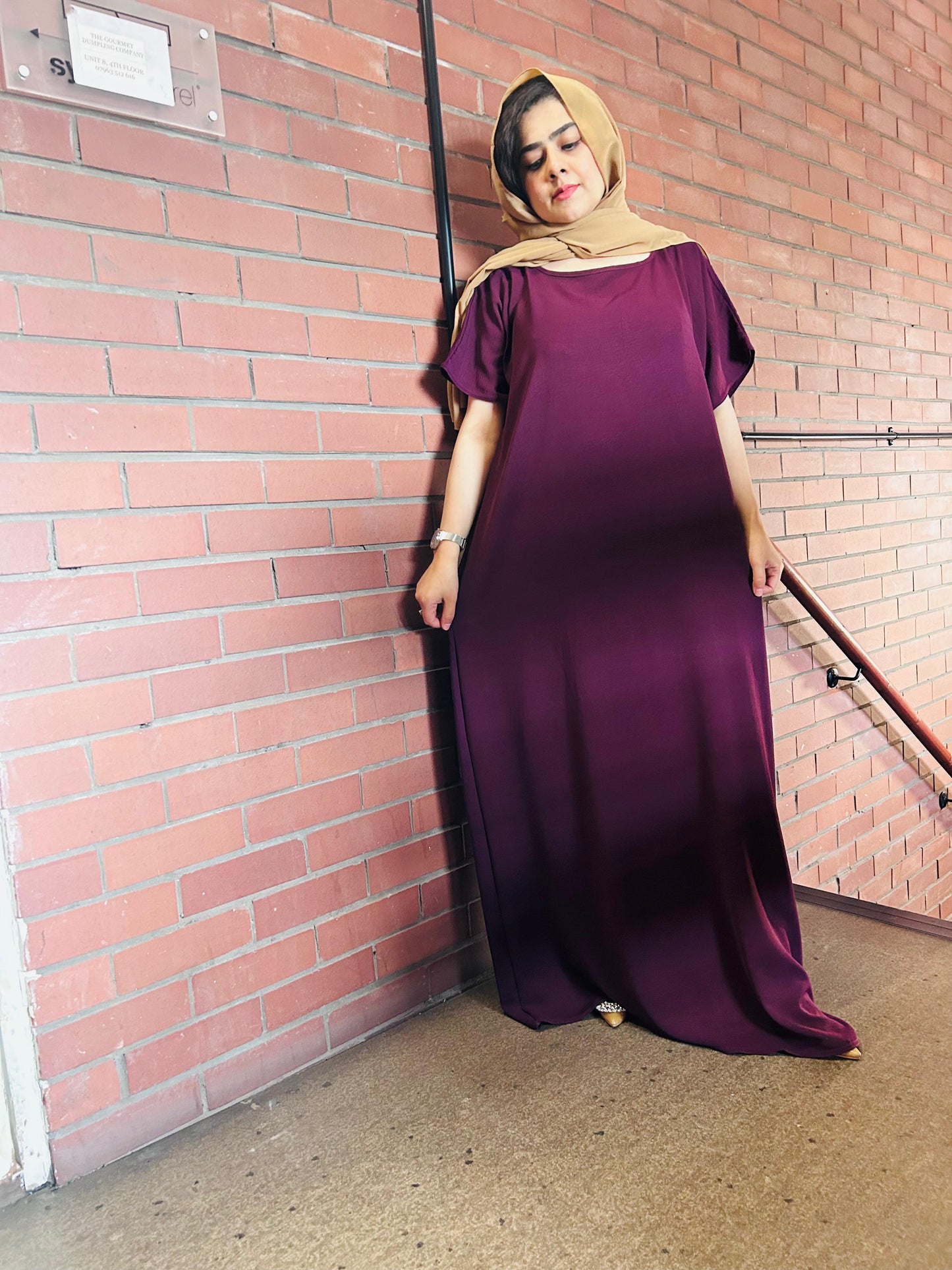 MAY MODESTY) high qualight slil dress for any open abaya size(50---58)