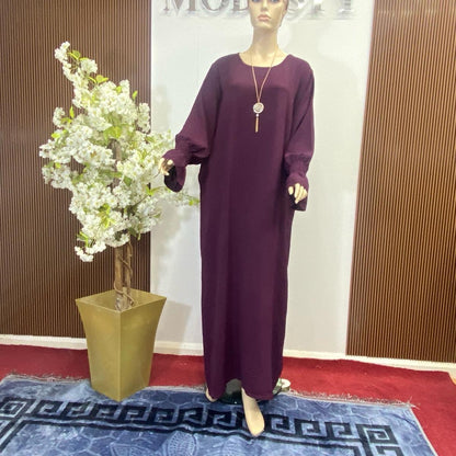 {MAY MODESTY} Gorgeous maxi/Abaya with pockets and shearing sleeves in soft crepe fabric size (S,M,L) available womenswear’