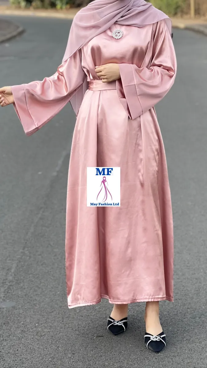 Satin Abaya With Flare Sleeves