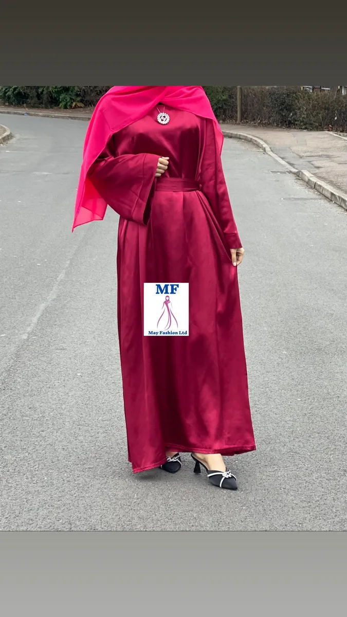 Satin Abaya With Flare Sleeves