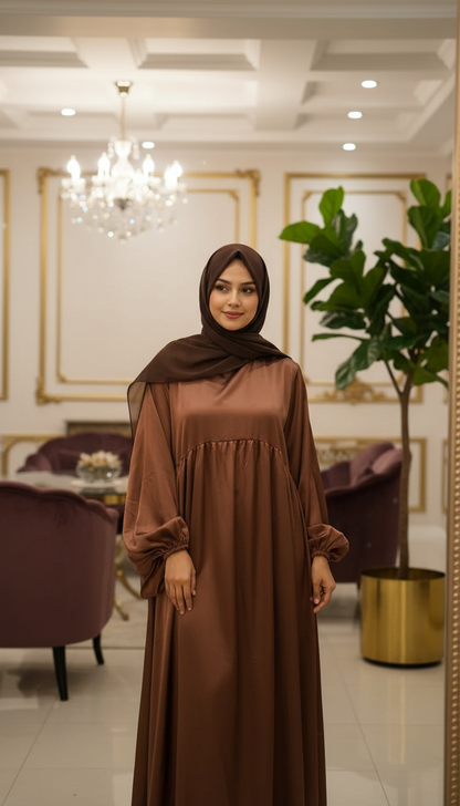 MAY MODESTY Sara abaya with balloon sleeves with pockets in soft satin